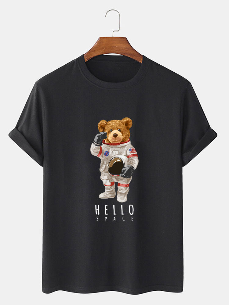 Astronaut Bear Print T-Shirt - Naturzy
