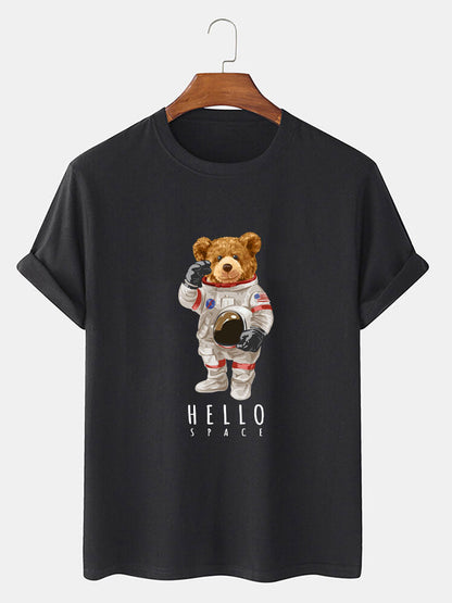 Astronaut Bear Print T-Shirt - Naturzy