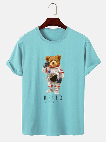 Astronaut Bear Print T-Shirt - Naturzy