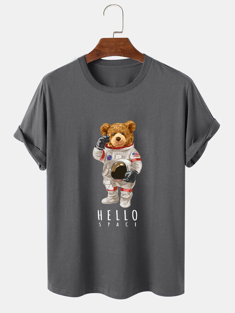 Astronaut Bear Print T-Shirt - Naturzy