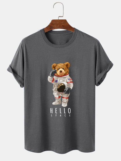 Astronaut Bear Print T-Shirt - Naturzy