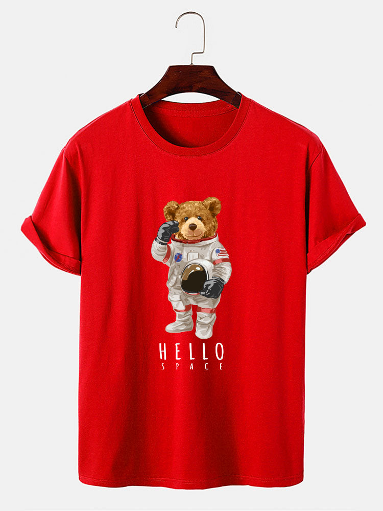 Astronaut Bear Print T-Shirt - Naturzy