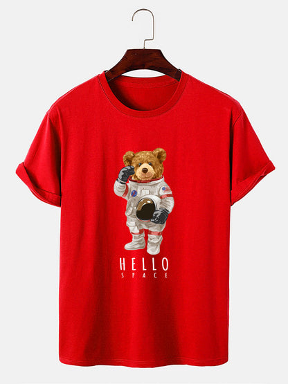 Astronaut Bear Print T-Shirt - Naturzy