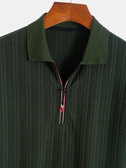 Textured Zipper Polo - Naturzy