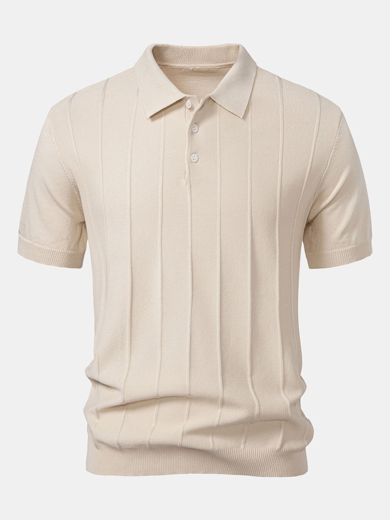 Stripe Jacquard Knit Polo Shirt - Naturzy