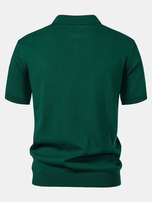 Stripe Jacquard Knit Polo Shirt - Naturzy