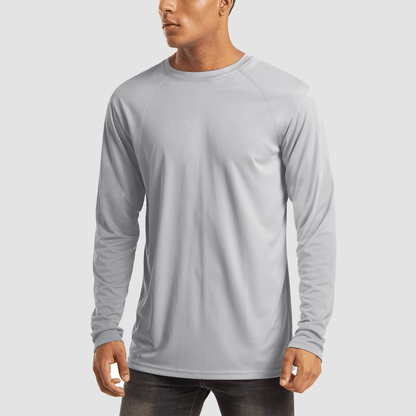 NATURZY-Men's Long Sleeve UPF 50+ UV Sun Protection Athletic for Hiking Running Workout Shirt