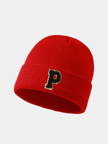 1pc Letter  A-Z Warm Knit Beanie Hat - Naturzy