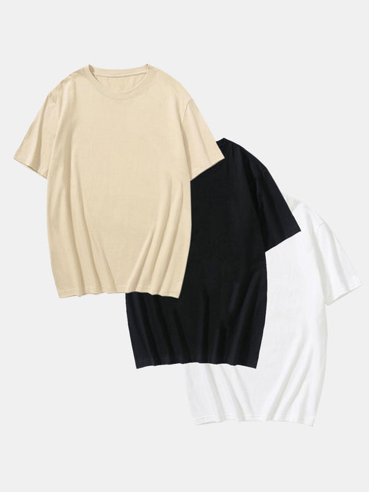 3 Pieces Basic Cotton T-Shirt - Naturzy