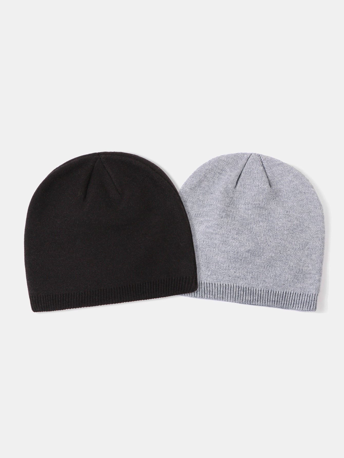 2 Pieces Solid Color Outdoor Cycling Warm Knit Beanie Hat - Naturzy