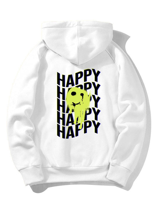 Graffiti Smiley Back Print Hoodie - Naturzy