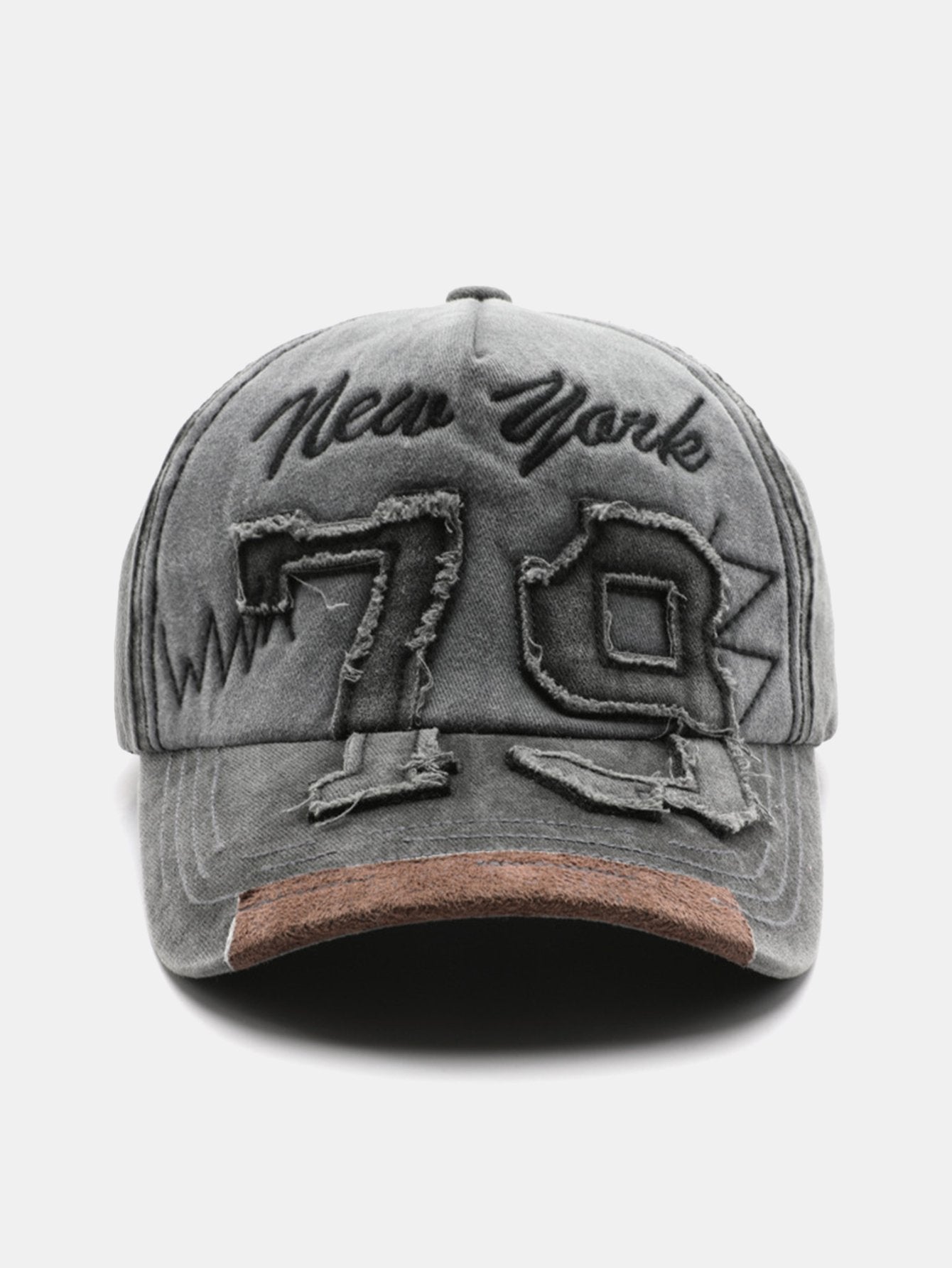 New York 79 Embroidery Washed Distressed Baseball Cap - Naturzy