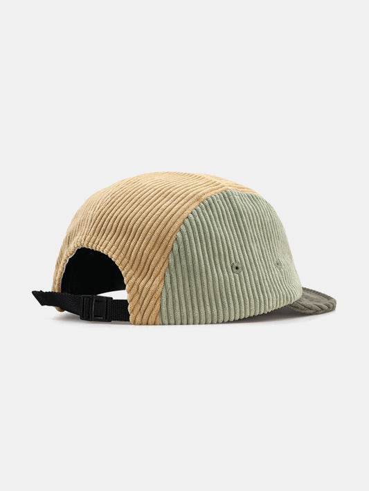 Slogan Pattern Color Block Corduroy Baseball Cap - Naturzy