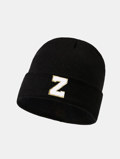 1pc Letter  A-Z Warm Knit Beanie Hat - Naturzy