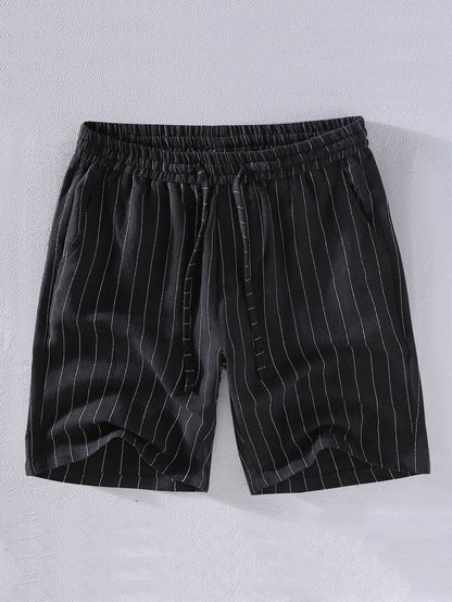 Linen Cotton Blend  Striped Shorts - Naturzy