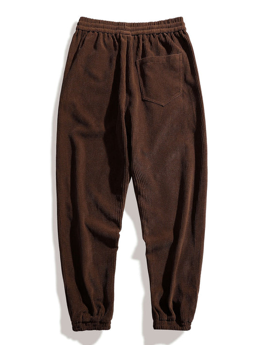 Drawstring Corduroy Jogger Pants - Naturzy
