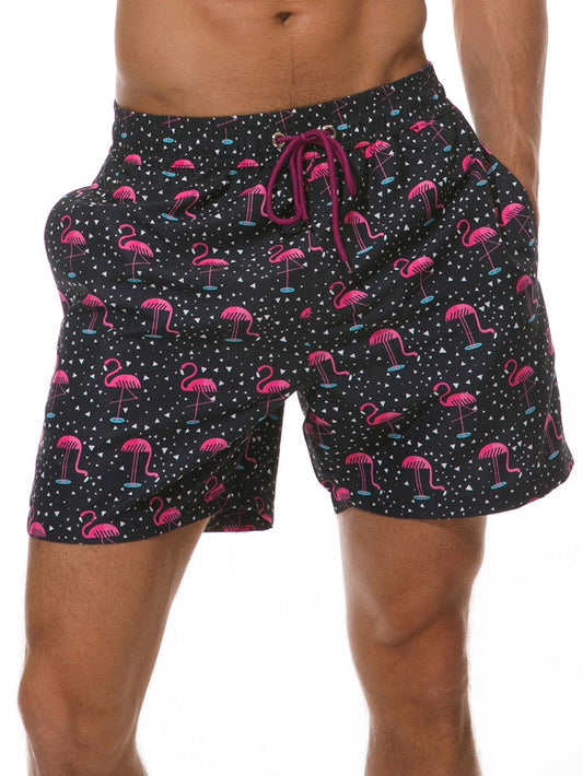 Flamingo Print Swim Shorts - Naturzy