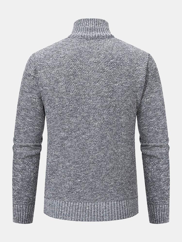 Quilted Jacquard Zip Up Sweater - Naturzy