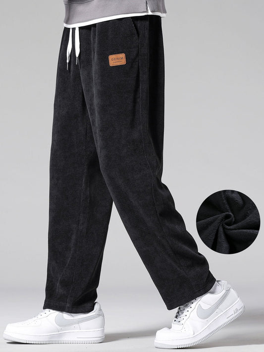 Polar Fleece Lined Straight Leg Corduroy Pants - Naturzy
