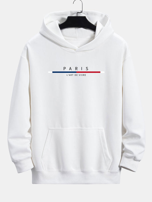 Paris Stripe Print Relax Fit Hoodie - Naturzy