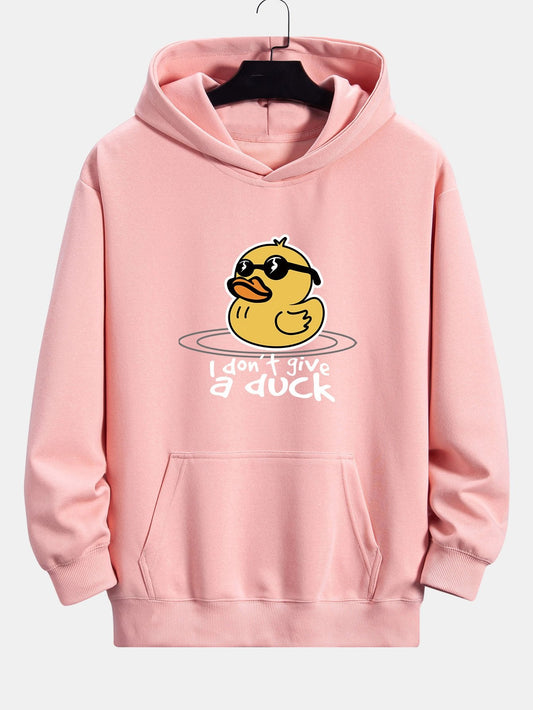 Yellow Duck With Sunglasses Print Relax Fit Hoodie - Naturzy