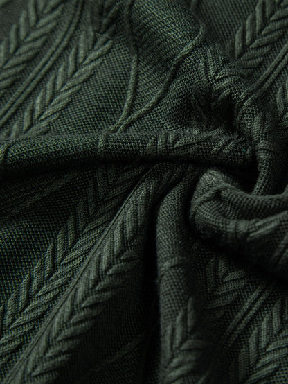 Knitted Geometric Rhombus Jacquard Cuban Shirt - Naturzy