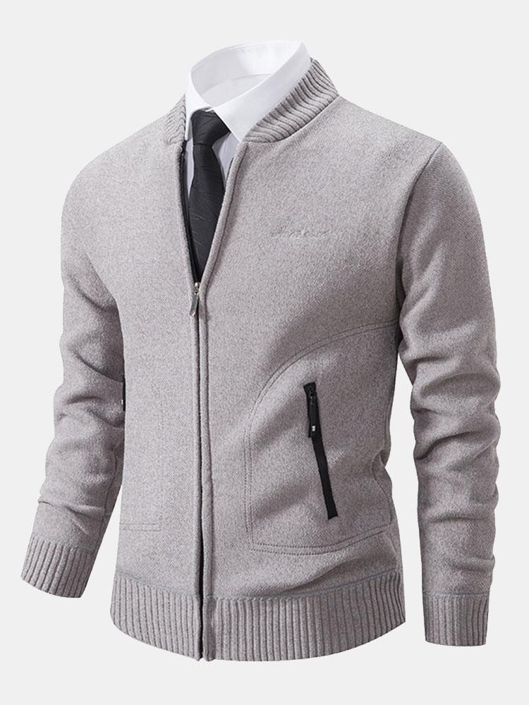 Zip Up Baseball Collar Sweater - Naturzy