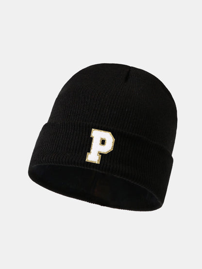1pc Letter  A-Z Warm Knit Beanie Hat - Naturzy