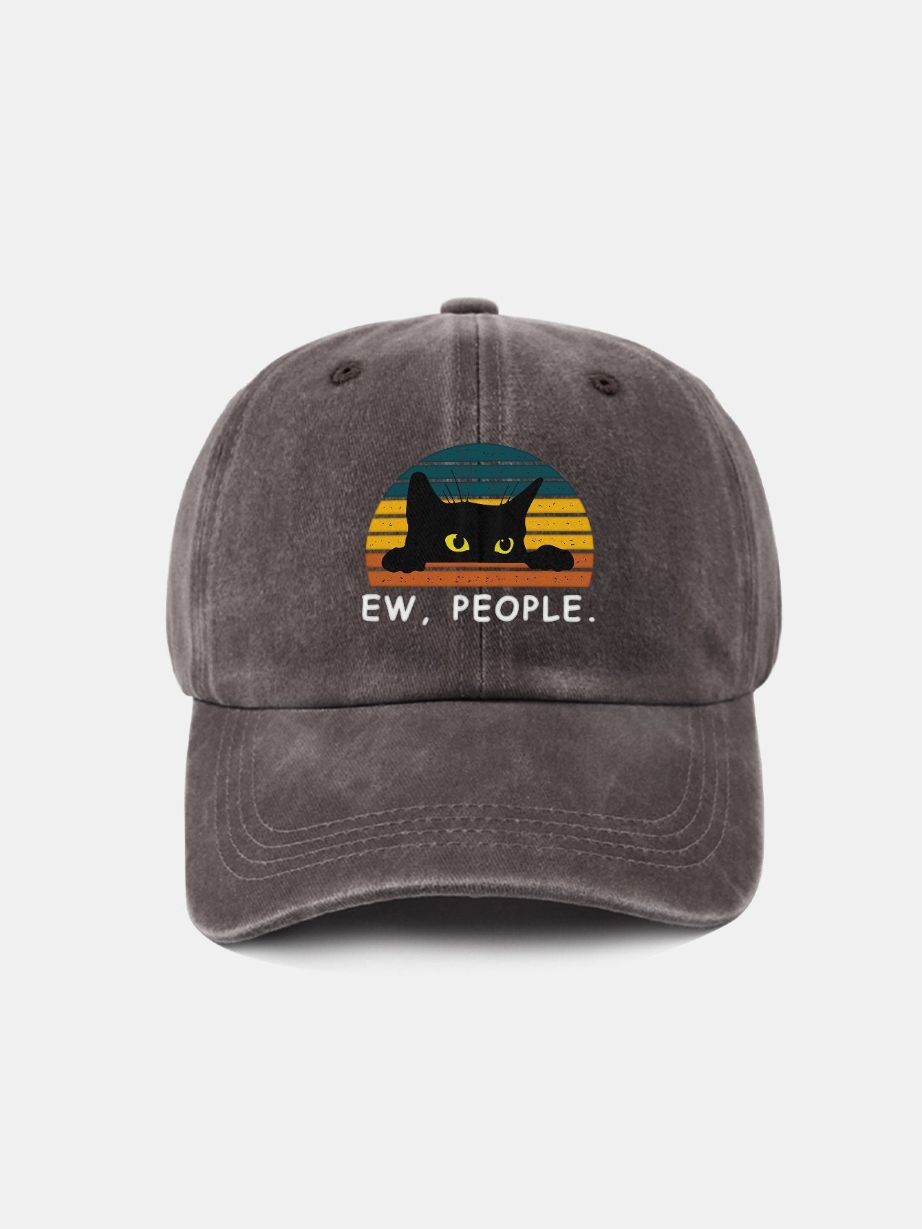 Black Cat Pattern Casual Decoration Washed Cotton Baseball Cap - Naturzy