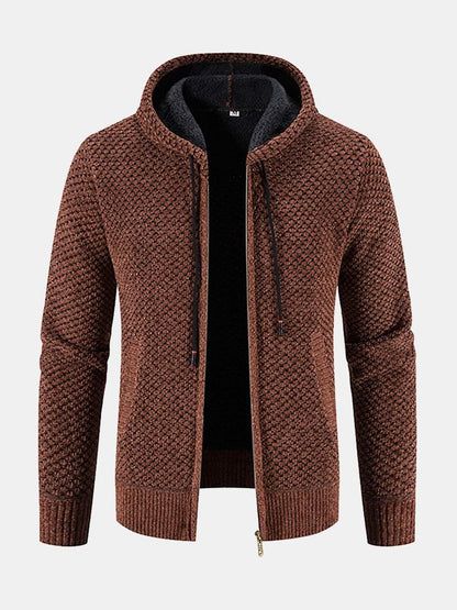 Teddy Lined Textured Hooded Sweater - Naturzy