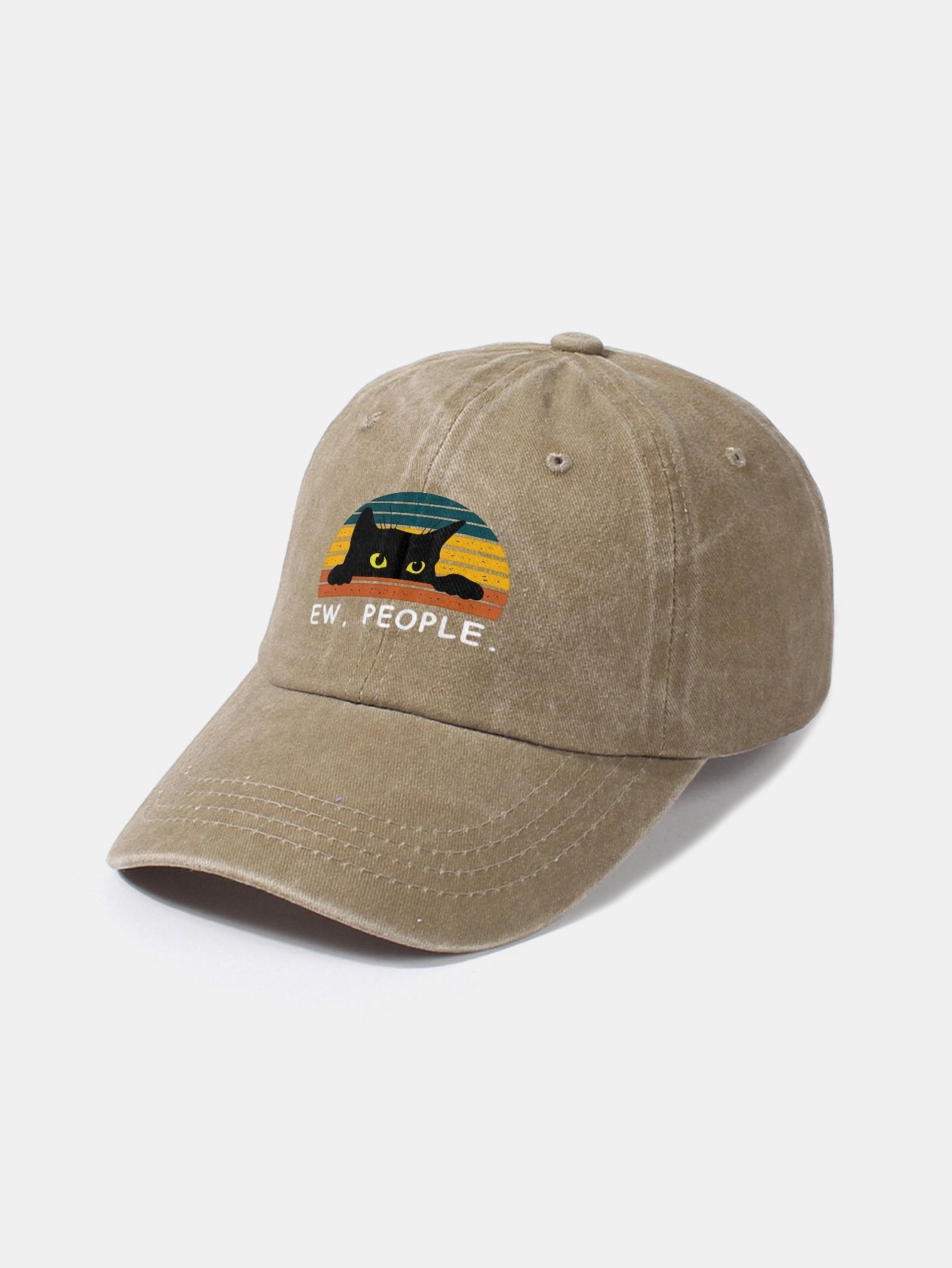 Black Cat Pattern Casual Decoration Washed Cotton Baseball Cap - Naturzy