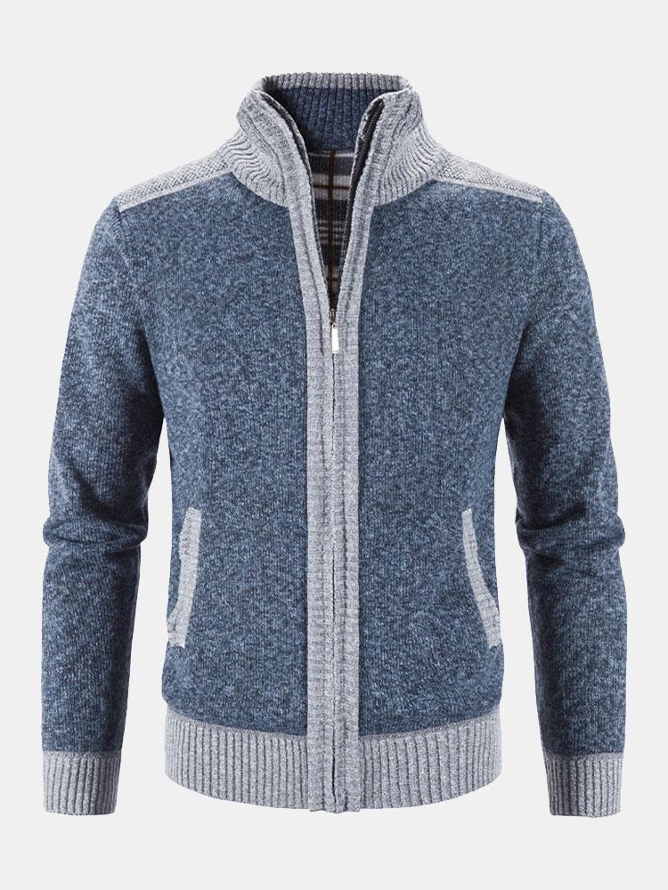 Contrast Zip Up Sweater - Naturzy