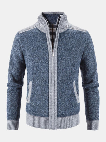 Contrast Zip Up Sweater - Naturzy