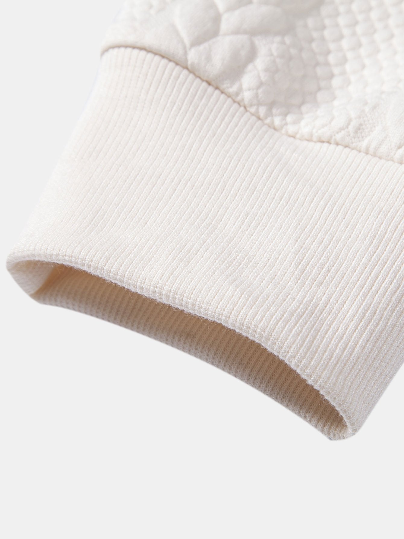 Relax Fit Wheat Jacquard Hoodie - Naturzy