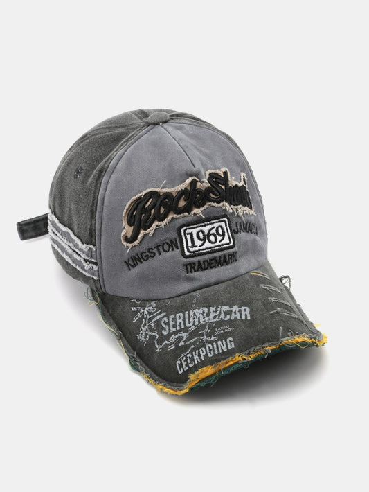 1969 Retro Washed Distressed Letter Embroidered Hole Baseball Cap - Naturzy