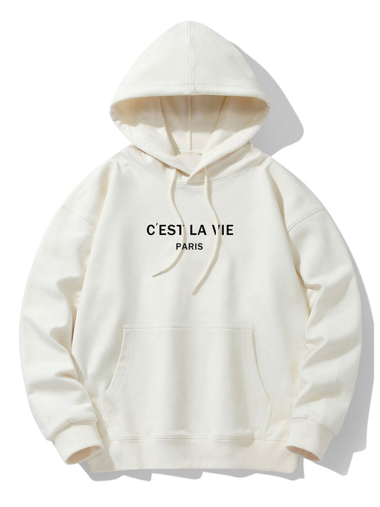 Paris Print Cotton Blend Hoodie - Naturzy