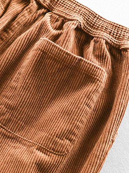 Cotton Corduroy Cropped Pants - Naturzy