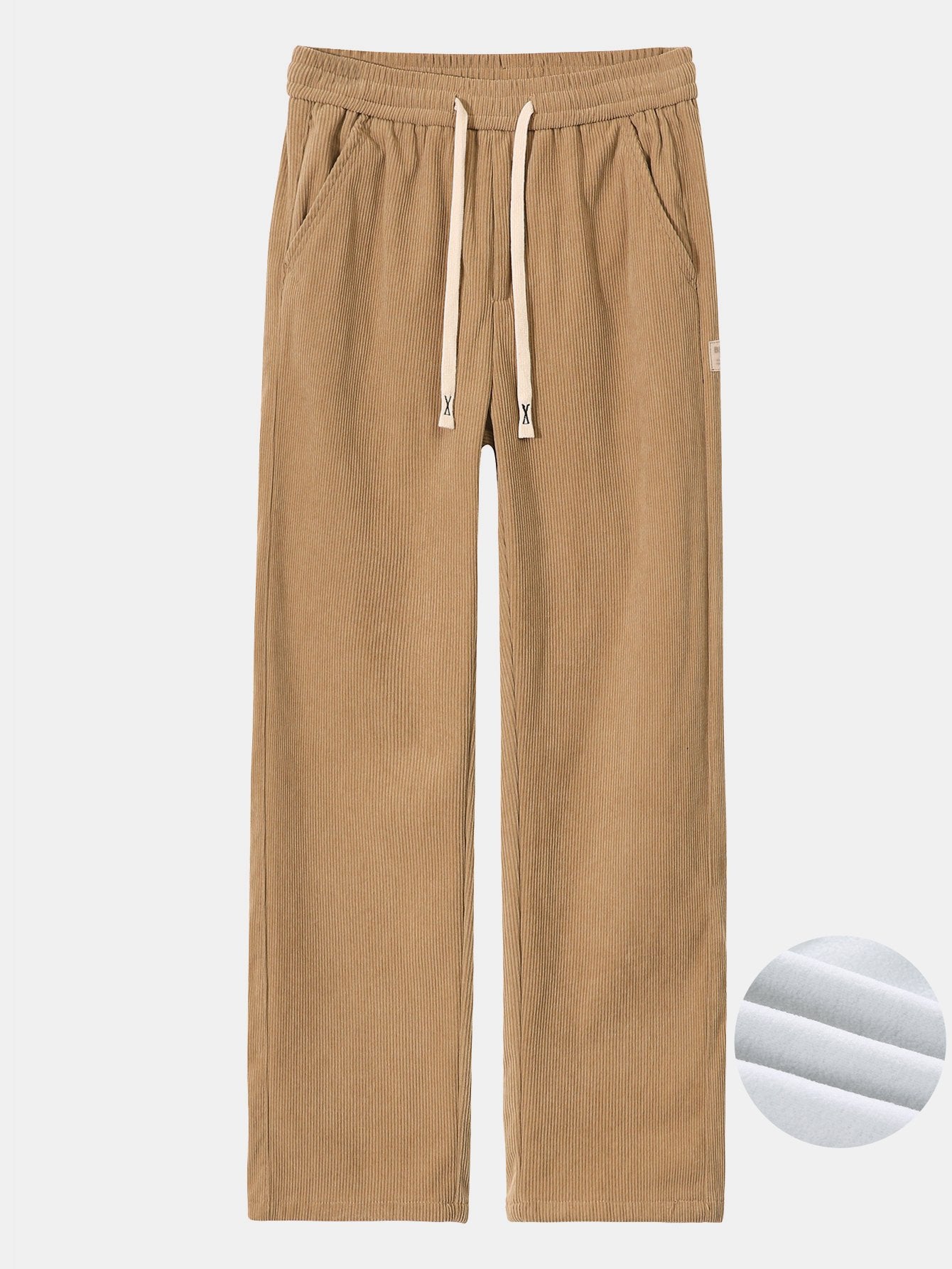 Polar Fleece Lined Straight Leg Corduroy Pants - Naturzy