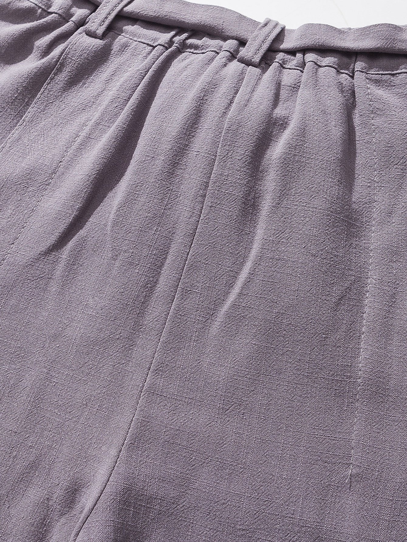 Detachable Belt Relax Fit Linen And Cotton Blend Harem Pants - Naturzy