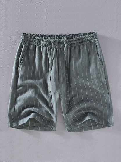 Linen Cotton Blend  Striped Shorts - Naturzy