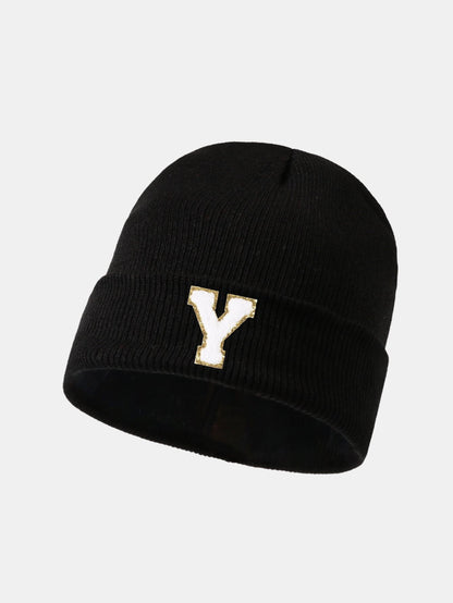 1pc Letter  A-Z Warm Knit Beanie Hat - Naturzy
