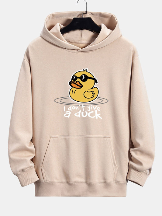 Yellow Duck With Sunglasses Print Relax Fit Hoodie - Naturzy