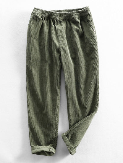 Cotton Corduroy Cropped Pants - Naturzy