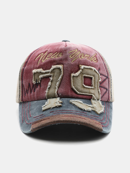 New York 79 Embroidery Washed Distressed Baseball Cap - Naturzy
