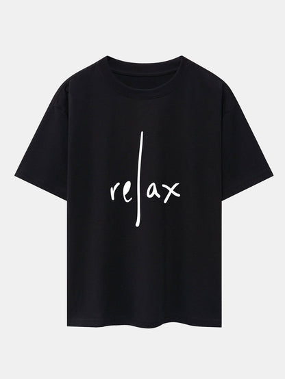 Relax Print Drop Shoulder Oversize T-Shirt - Naturzy