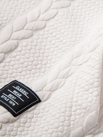 Relax Fit Wheat Jacquard Hoodie - Naturzy