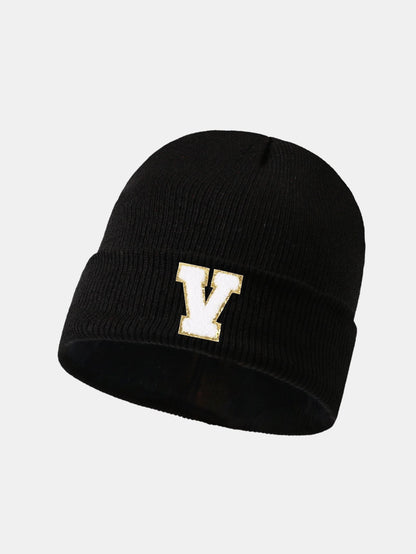 1pc Letter  A-Z Warm Knit Beanie Hat - Naturzy