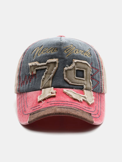 New York 79 Embroidery Washed Distressed Baseball Cap - Naturzy