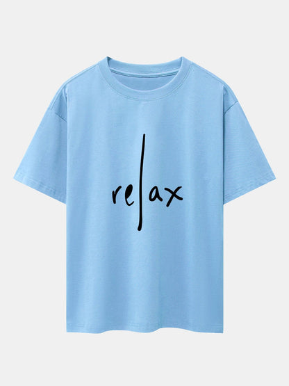 Relax Print Drop Shoulder Oversize T-Shirt - Naturzy