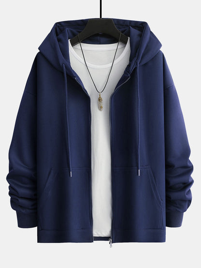 Basic Relax Fit Zip Hoodie - Naturzy